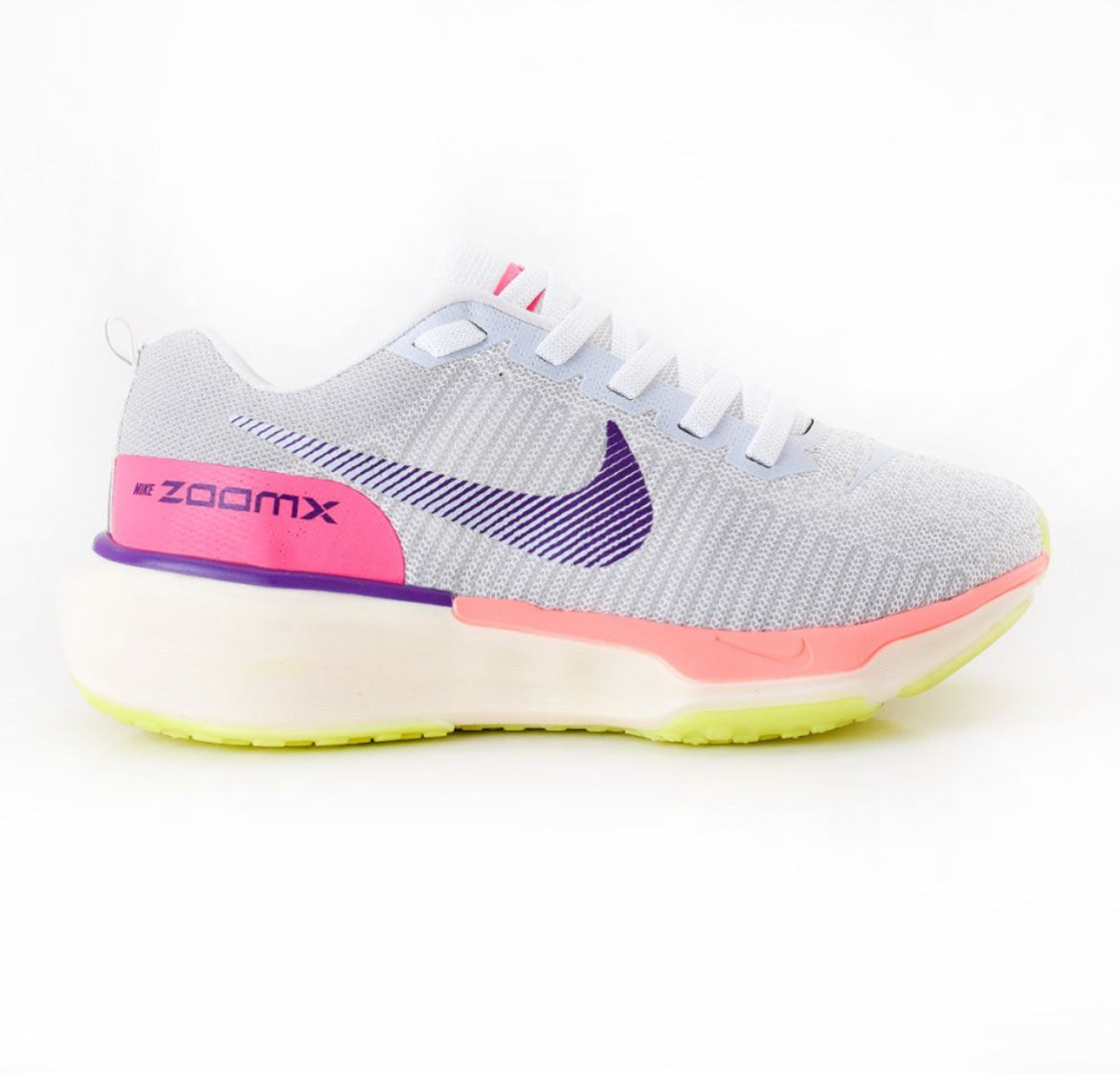 NK Zoom X Cinza com Rosa e Verde
