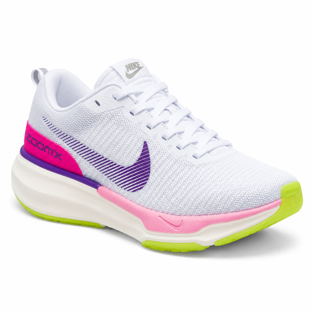 NK Zoom X Cinza com Rosa e Verde